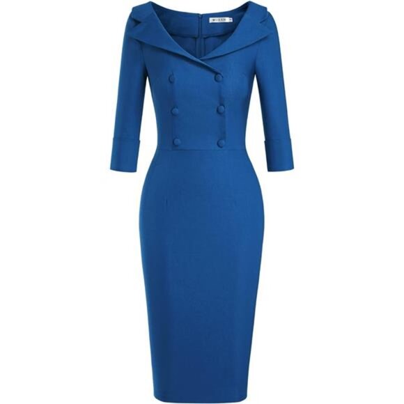 Women's Classic Vintage Sweetheart Tea Dress Blue